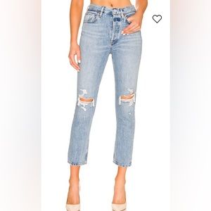 Agolde Riley stretch high rise straight crop jeans